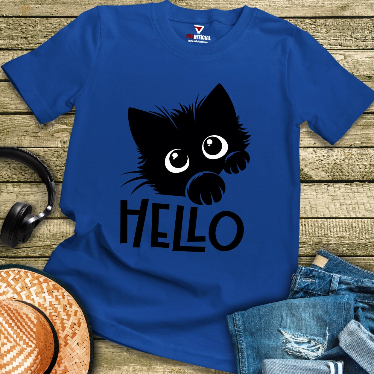 T-Shirt - Black Cat Hello